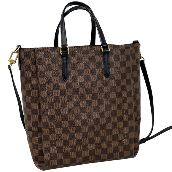 Louis Vuitton Damier Ebene Belmont NV MM Tote Bag N60294 LV + Pouch Brown Black - Picture 9 of 12